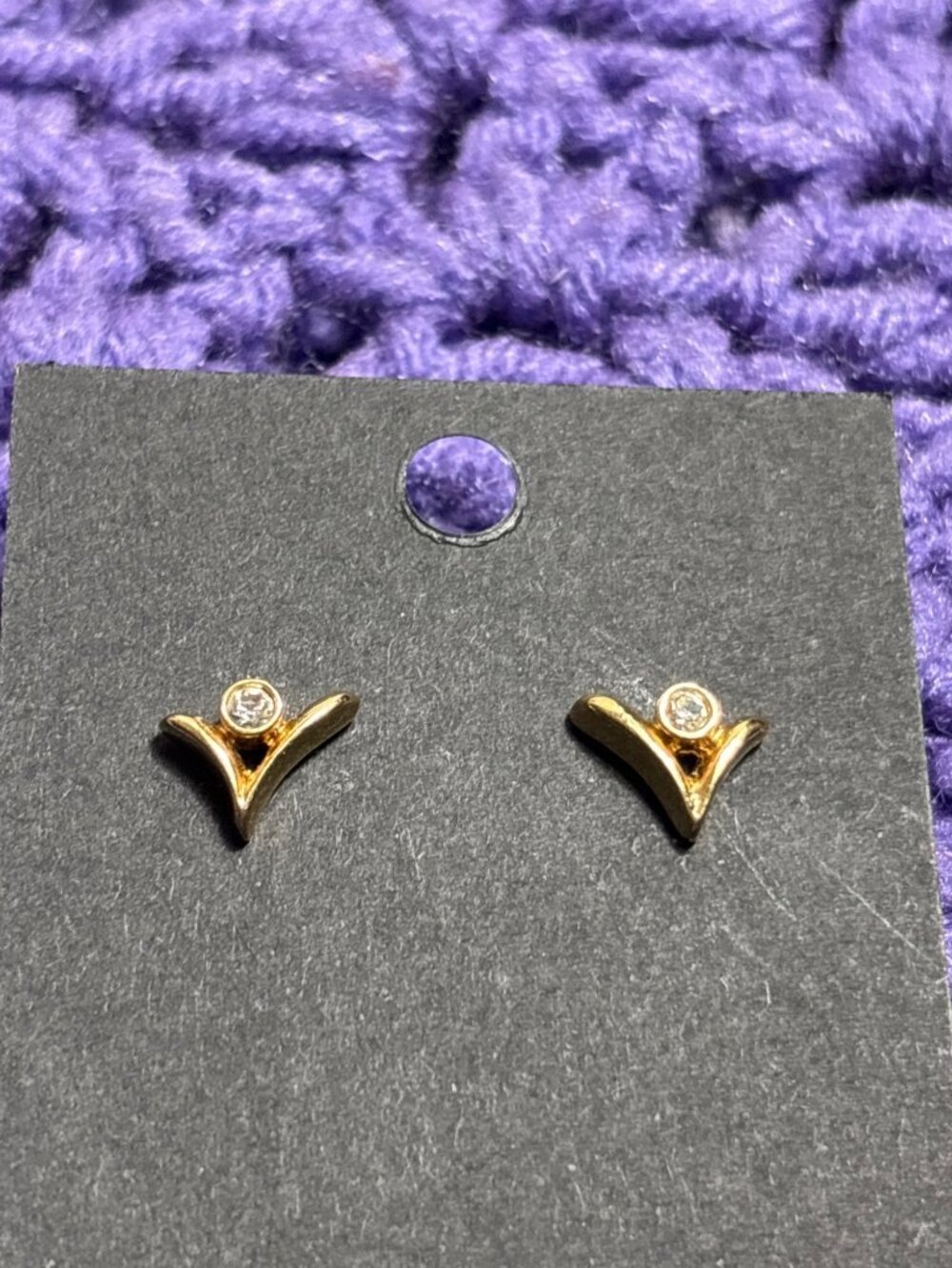 Vintage 1985 Avon Sweeping Sparkle Stud Goldtone Earrings with Clear Rhinestone